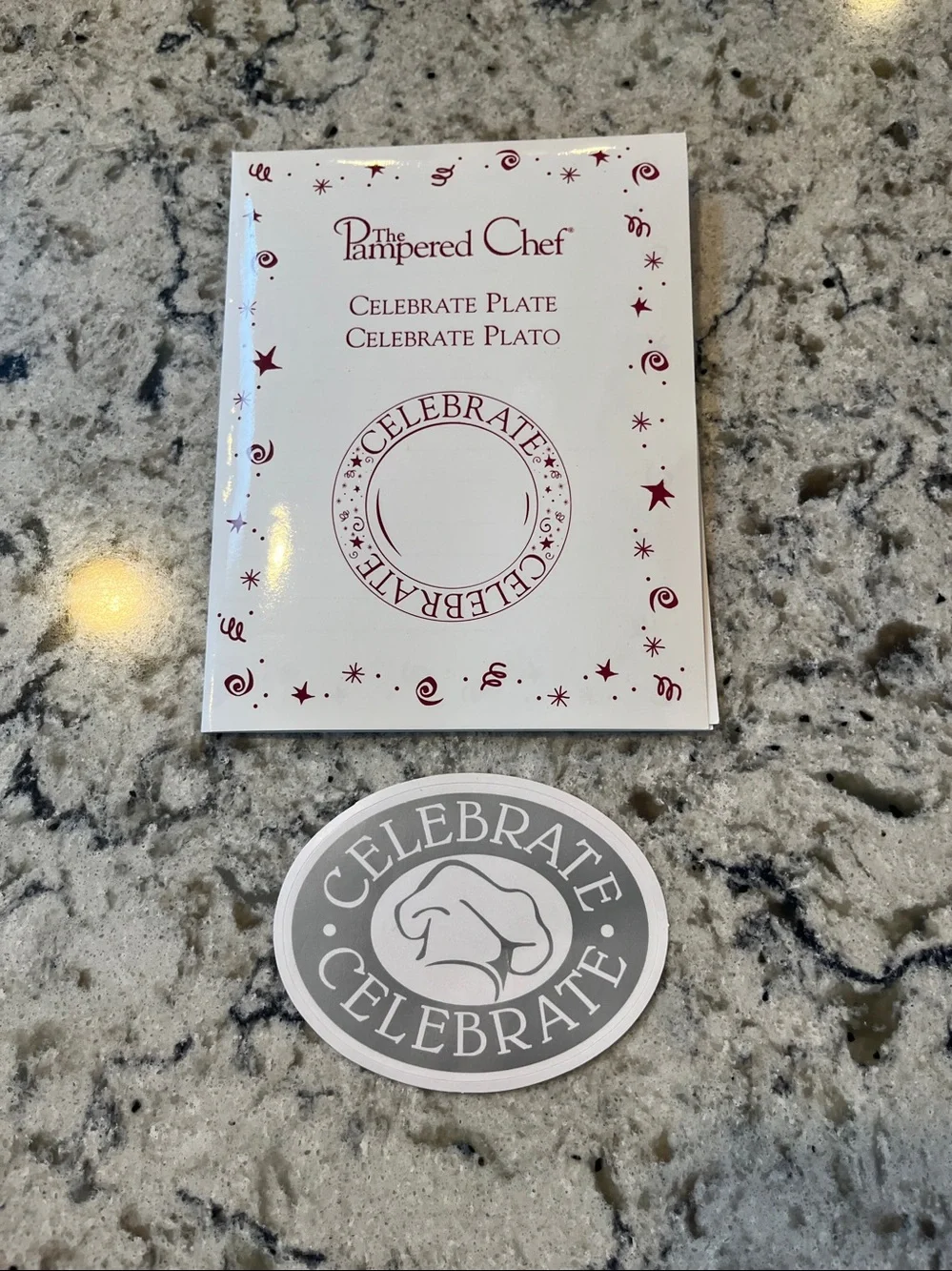 Pampered Chef Celebrate Plate- 11” in original box w/sticker & memory sheet